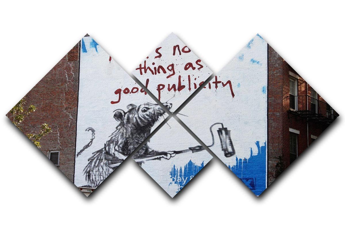 Banksy No Such Thing As Good Publicity 4 Square Multi Panel Canvas  - Canvas Art Rocks - 1