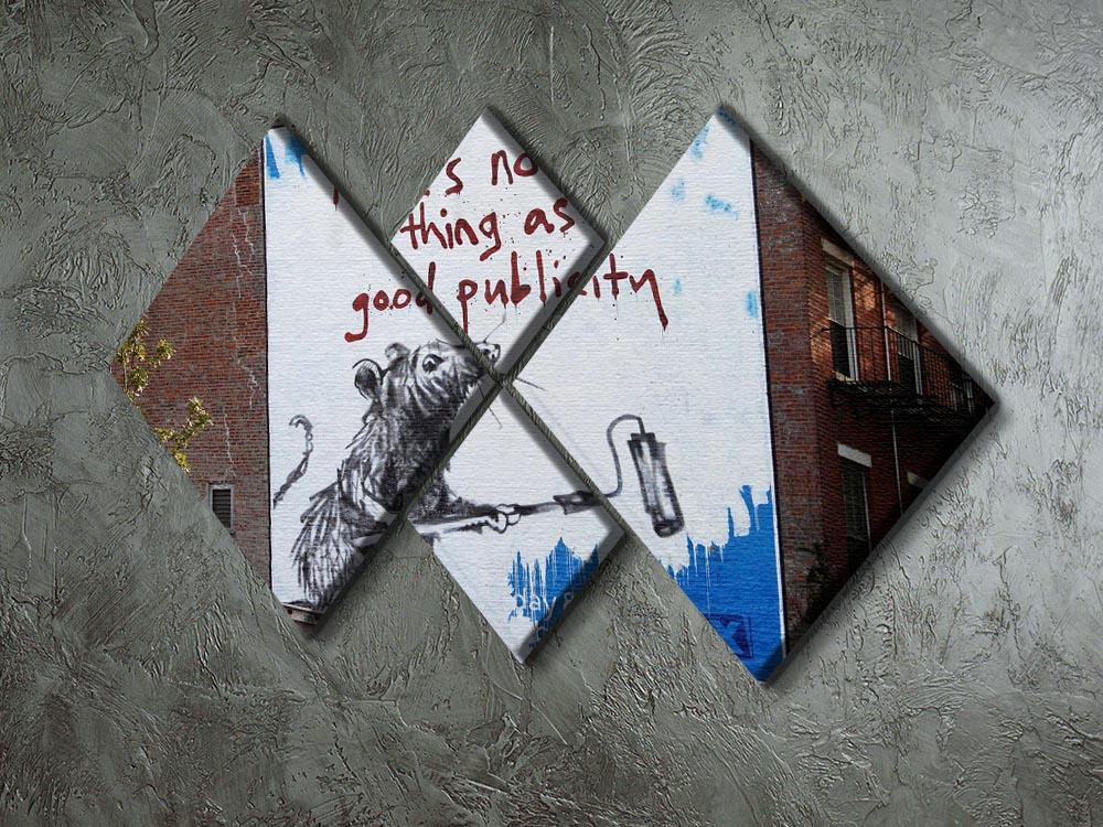 Banksy No Such Thing As Good Publicity 4 Square Multi Panel Canvas - Canvas Art Rocks - 2