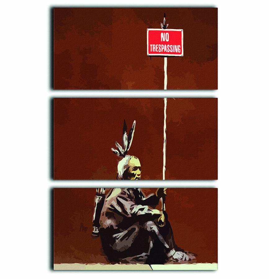 Banksy No Trespassing 3 Split Panel Canvas Print - Canvas Art Rocks - 1