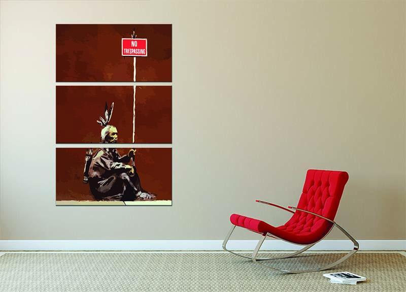 Banksy No Trespassing 3 Split Panel Canvas Print - Canvas Art Rocks - 2