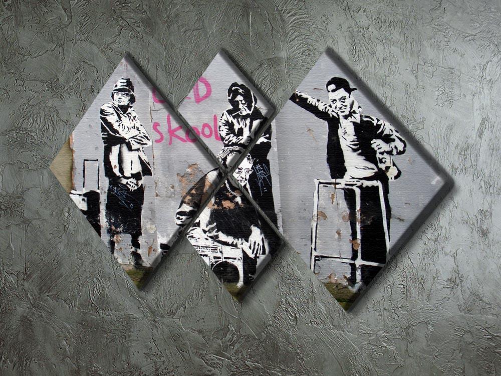 Banksy Old Skool 4 Square Multi Panel Canvas - Canvas Art Rocks - 2