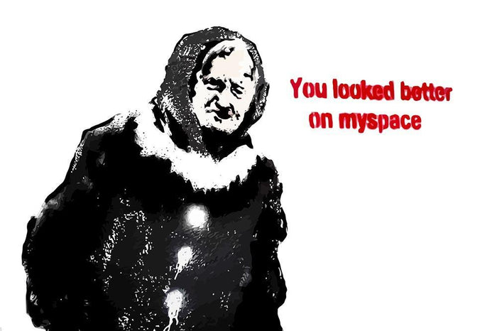 Banksy Old Woman MySpace Wall Mural Wallpaper