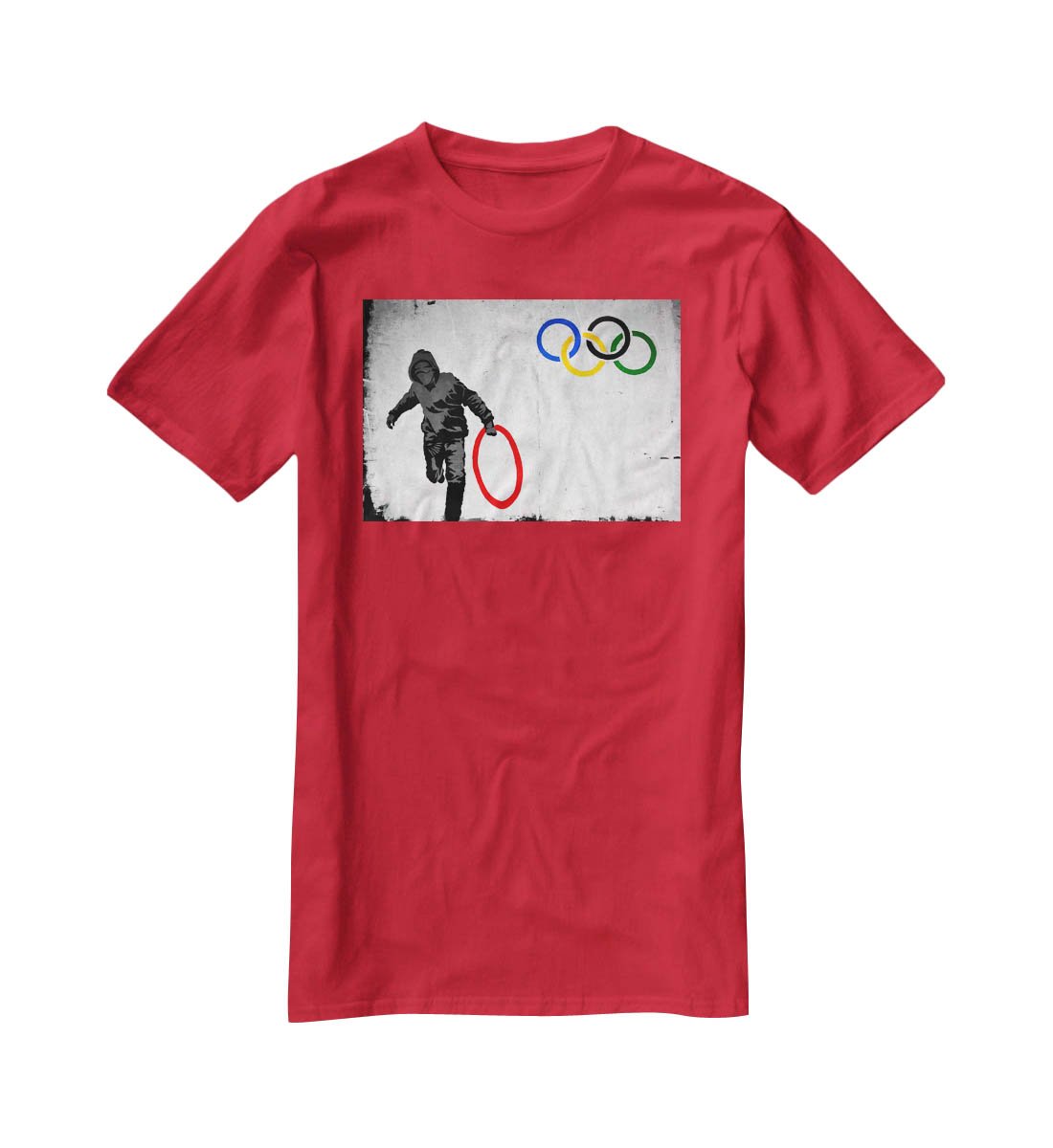 Banksy Olympic Rings Looter T-Shirt - Canvas Art Rocks - 4