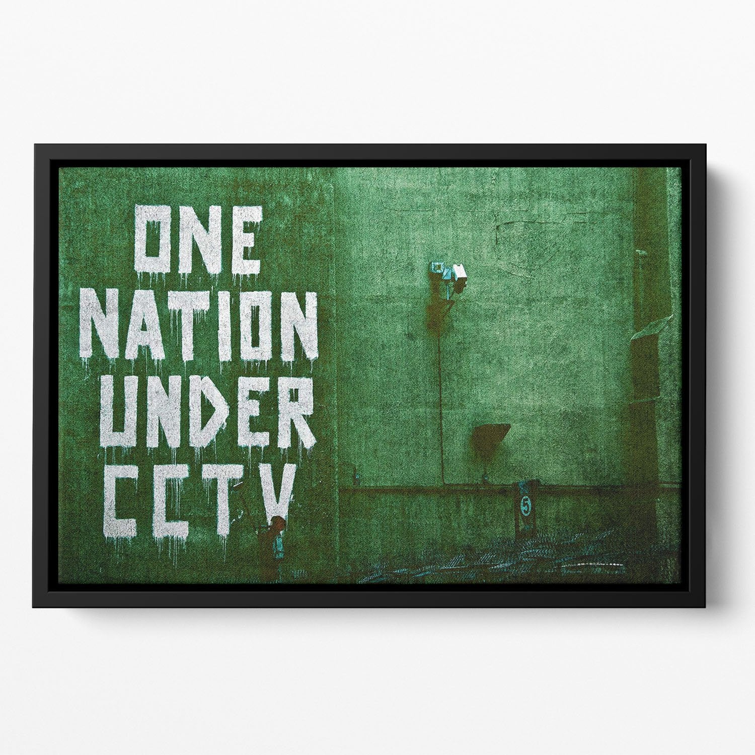 Banksy One Nation Under CCTV Floating Framed Canvas
