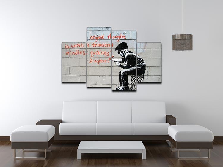Banksy One Original Thought 4 Split Panel Canvas - Canvas Art Rocks - 3