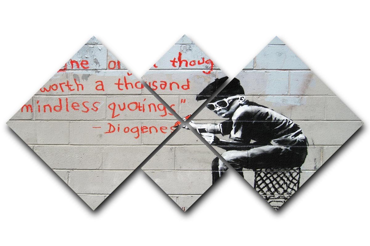 Banksy One Original Thought 4 Square Multi Panel Canvas  - Canvas Art Rocks - 1