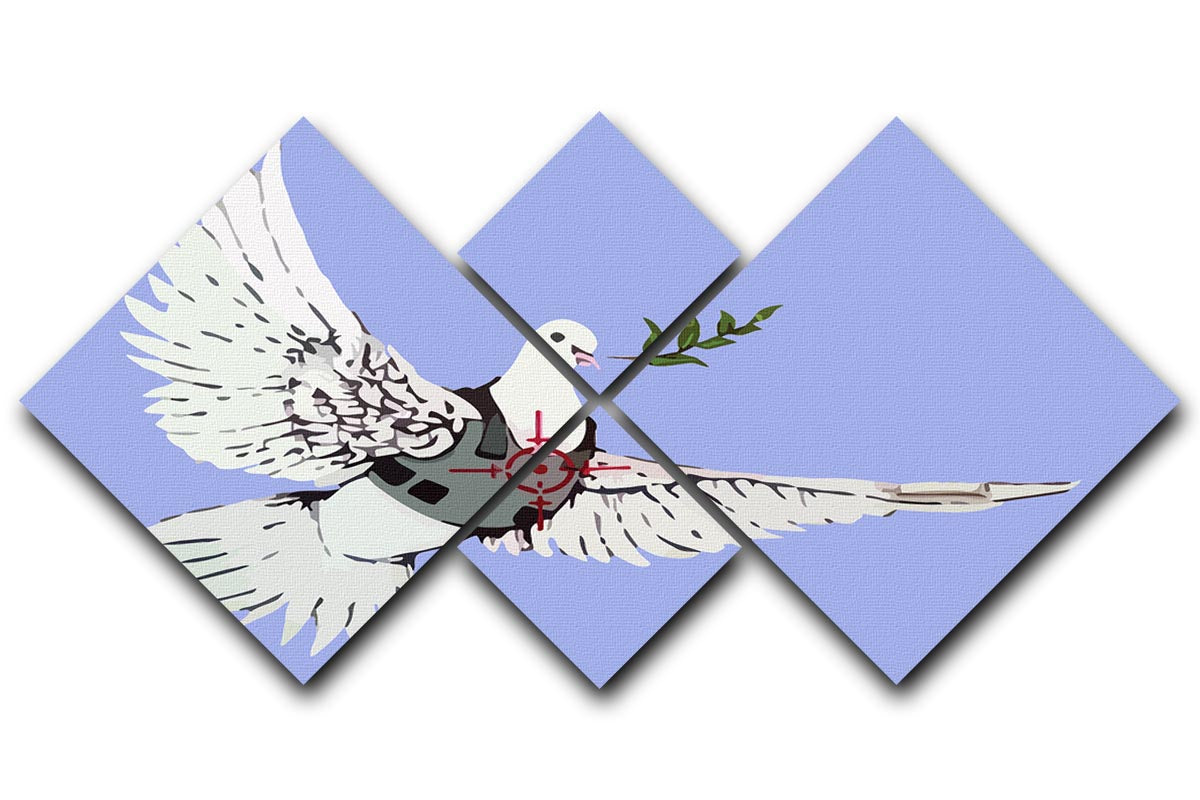 Banksy Peace Dove Blue 4 Square Multi Panel Canvas - Canvas Art Rocks - 1