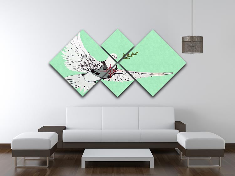Banksy Peace Dove Green 4 Square Multi Panel Canvas - Canvas Art Rocks - 3