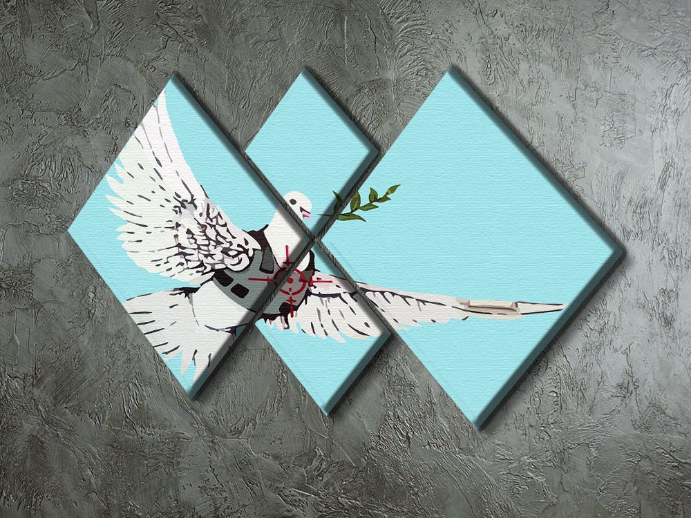 Banksy Peace Dove Light Blue 4 Square Multi Panel Canvas - Canvas Art Rocks - 2