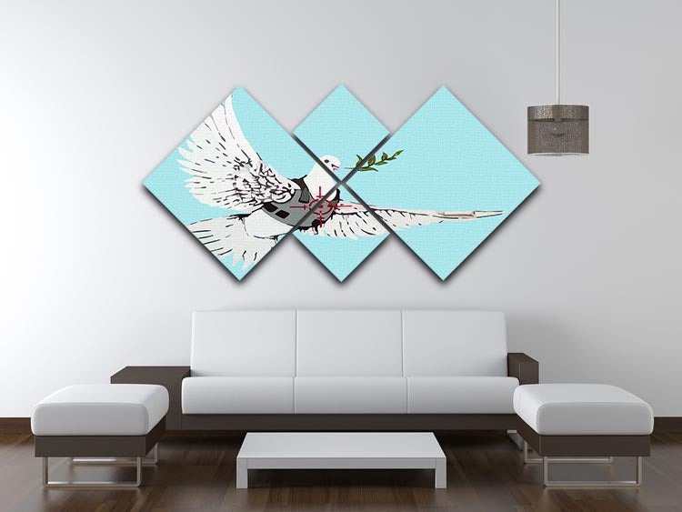 Banksy Peace Dove Light Blue 4 Square Multi Panel Canvas - Canvas Art Rocks - 3