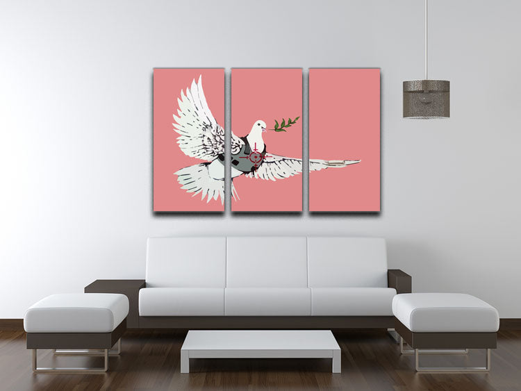 Banksy Peace Dove Red 3 Split Panel Canvas Print - Canvas Art Rocks - 3