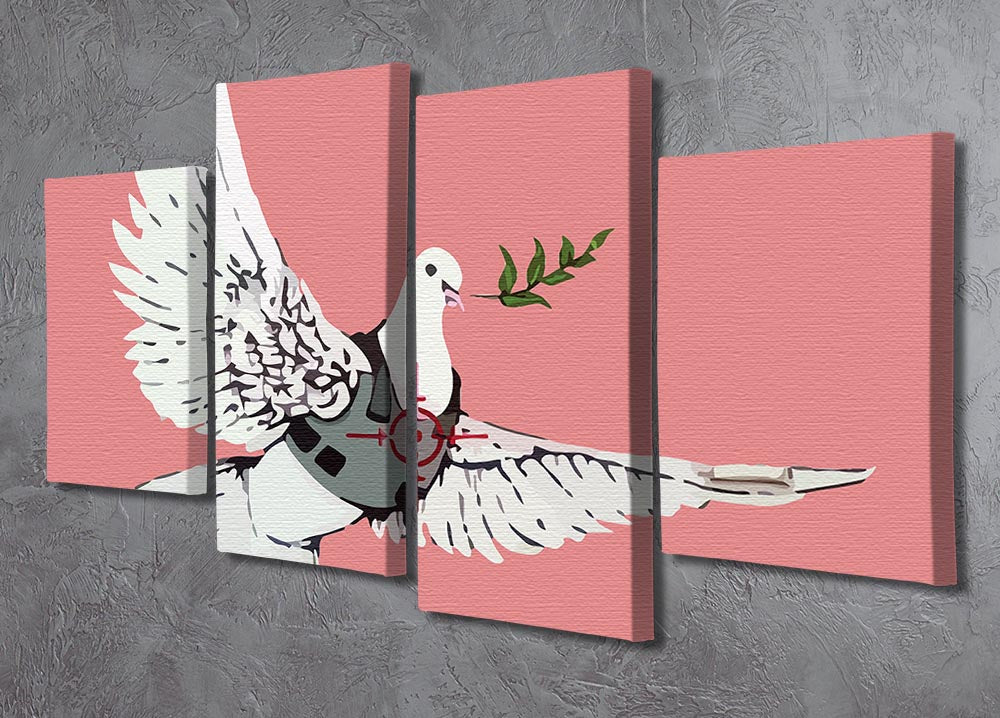 Banksy Peace Dove Red 4 Split Panel Canvas - Canvas Art Rocks - 2