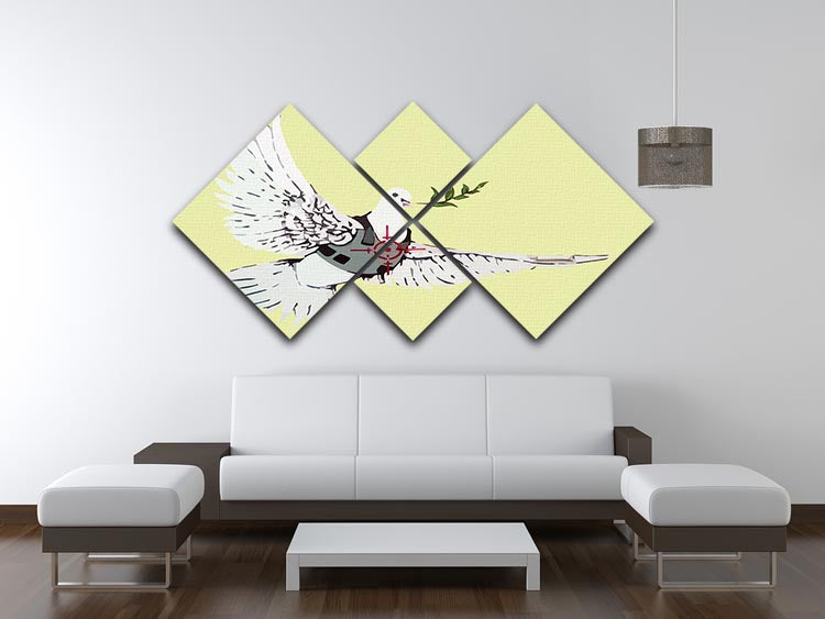 Banksy Peace Dove Yellow 4 Square Multi Panel Canvas - Canvas Art Rocks - 3