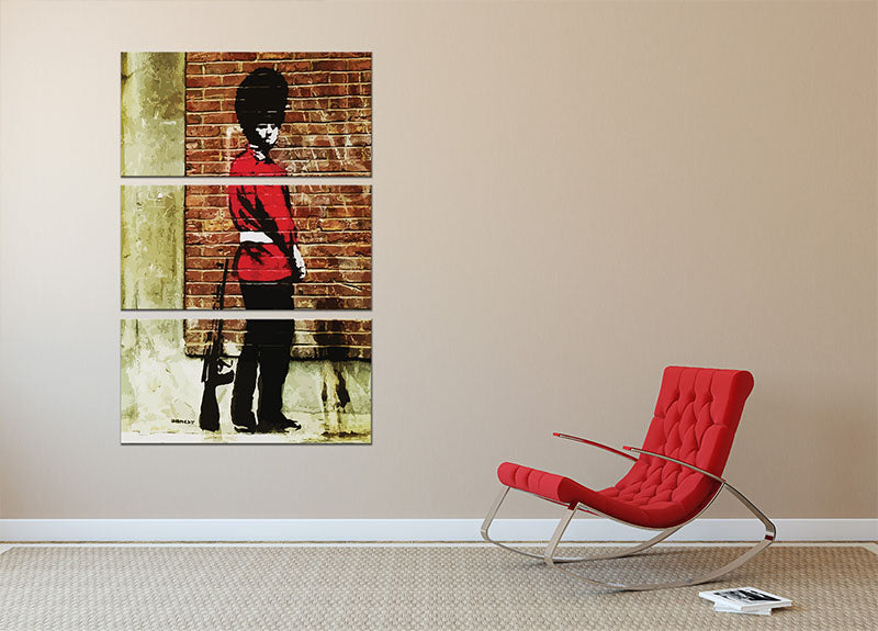Banksy Pissing London Soldier 3 Split Panel Canvas Print - Canvas Art Rocks - 2