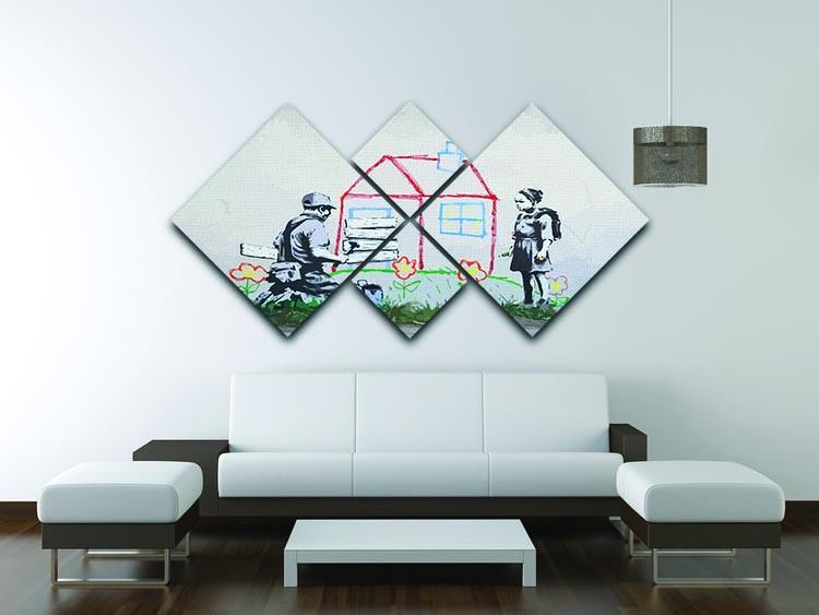 Banksy Play House 4 Square Multi Panel Canvas - Canvas Art Rocks - 3