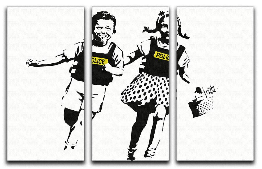 Banksy Police Kids 3 Split Panel Canvas Print - Canvas Art Rocks
