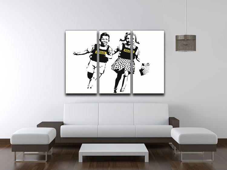 Banksy Police Kids 3 Split Panel Canvas Print - Canvas Art Rocks