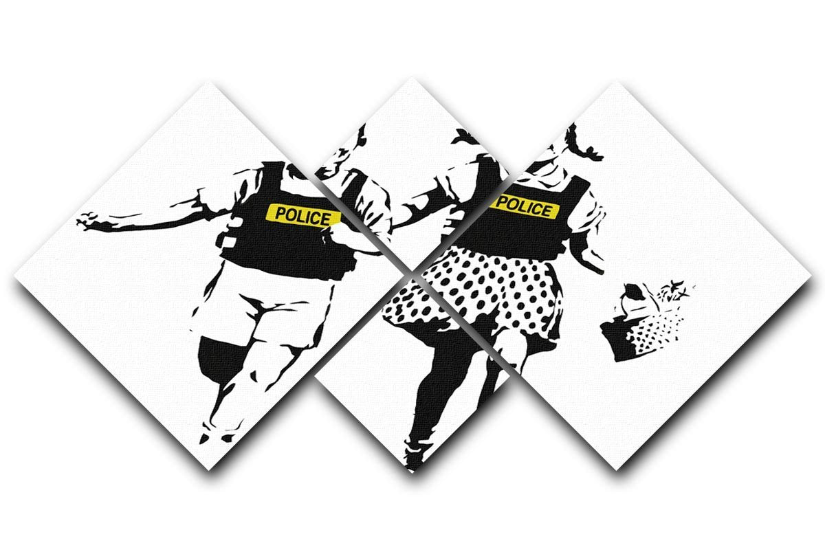 Banksy Police Kids 4 Square Multi Panel Canvas  - Canvas Art Rocks - 1