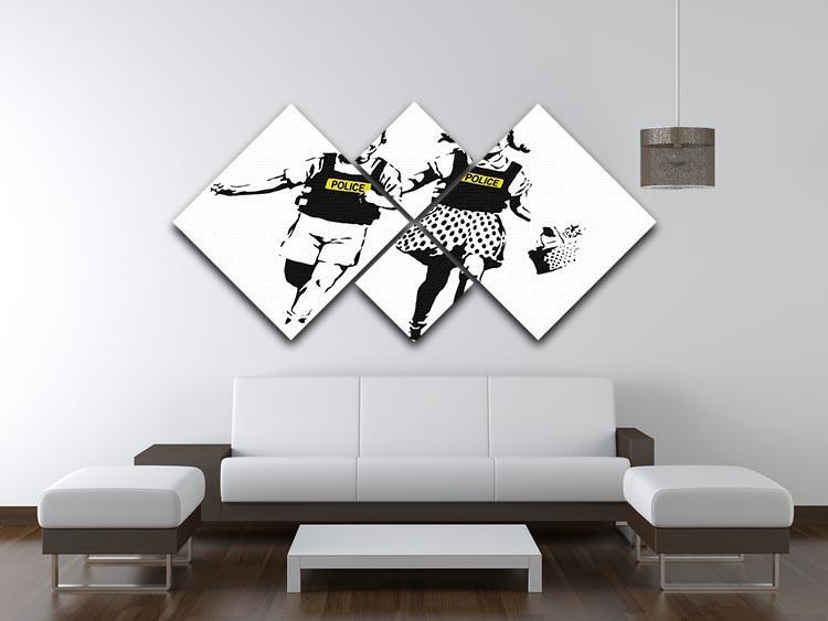 Banksy Police Kids 4 Square Multi Panel Canvas - Canvas Art Rocks - 3