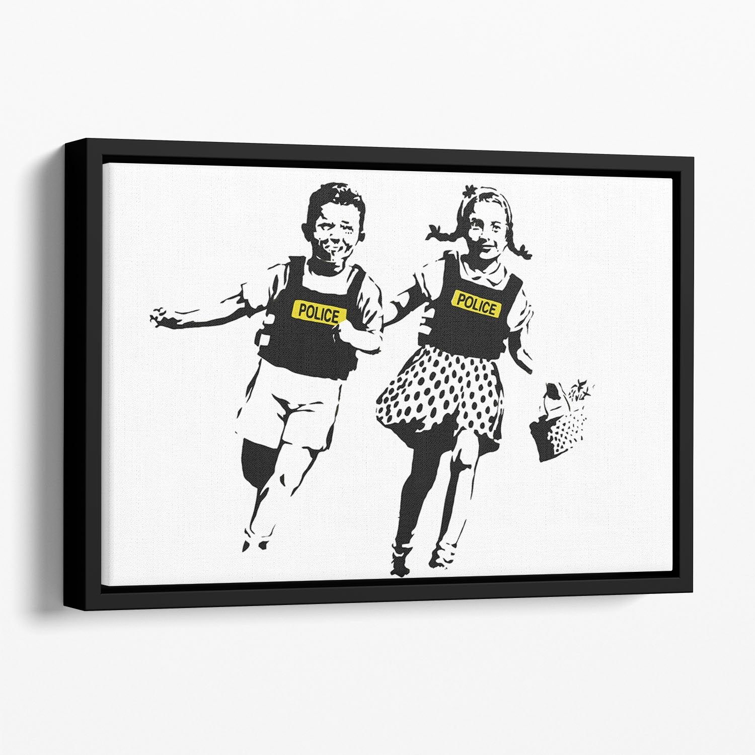 Banksy Police Kids Floating Framed Canvas