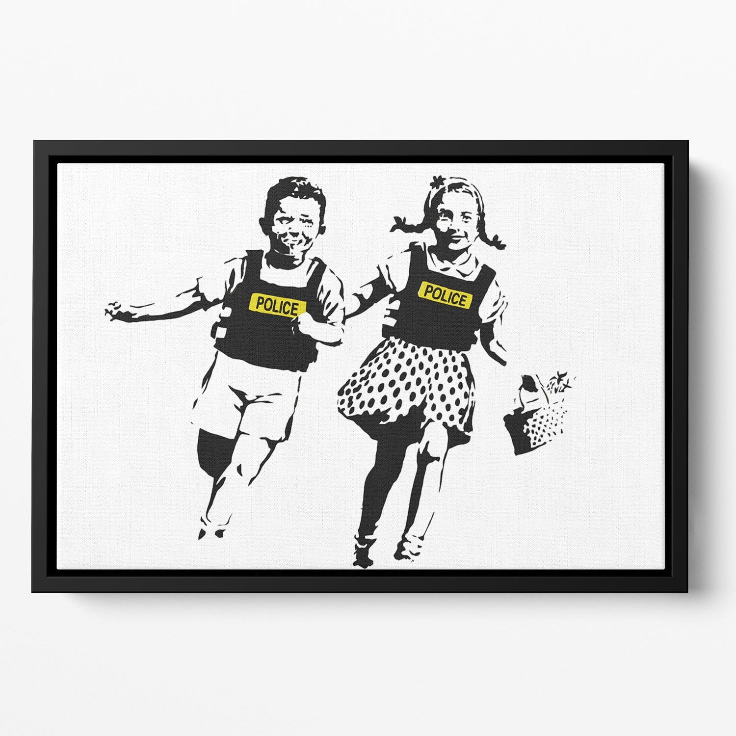 Banksy Police Kids Floating Framed Canvas