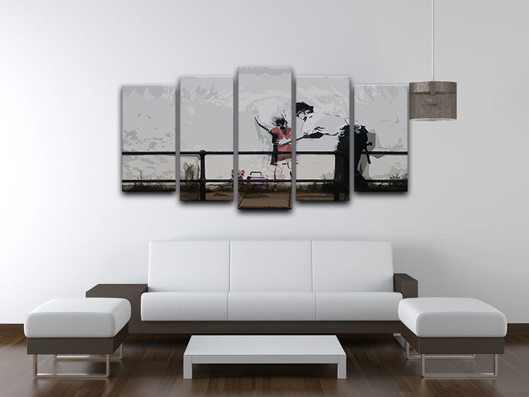 Banksy Policeman Searching Girl 5 Split Panel Canvas - Canvas Art Rocks - 3