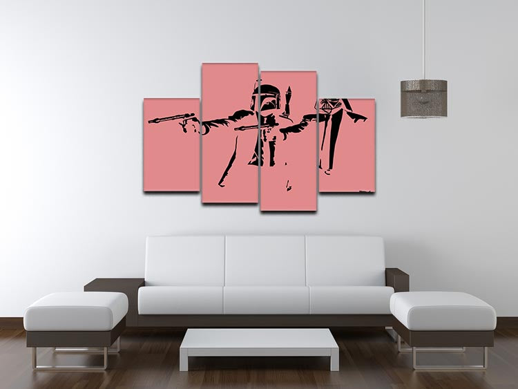Banksy Pulp Fiction Star Wars Red 4 Split Panel Canvas - Canvas Art Rocks - 3