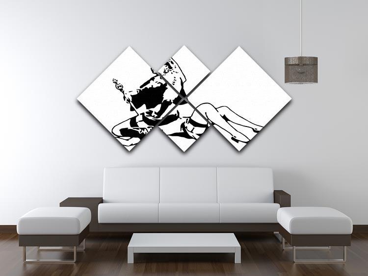 Banksy Queen Victoria 4 Square Multi Panel Canvas - Canvas Art Rocks - 3