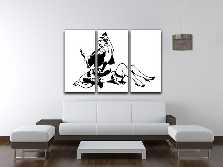 Banksy Queen Victoria 3 Split Panel Canvas Print - Canvas Art Rocks
