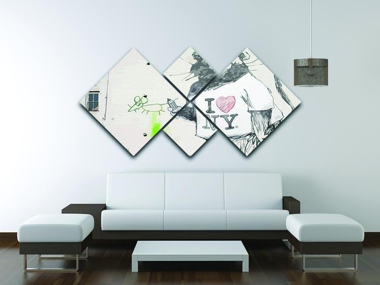 Banksy Rat I Love New York 4 Square Multi Panel Canvas - Canvas Art Rocks - 3