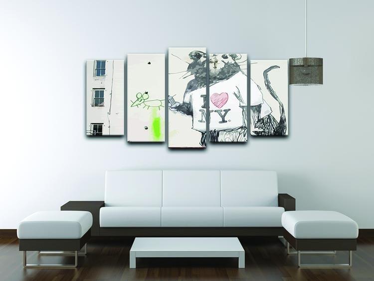 Banksy Rat I Love New York 5 Split Panel Canvas - Canvas Art Rocks - 3