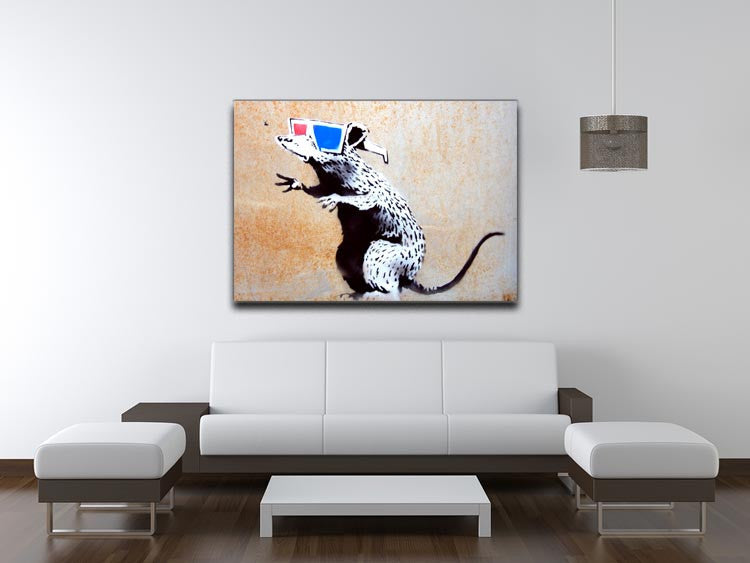 Banksy Rat Wearing 3D Glasses Print - Canvas Art Rocks - 4