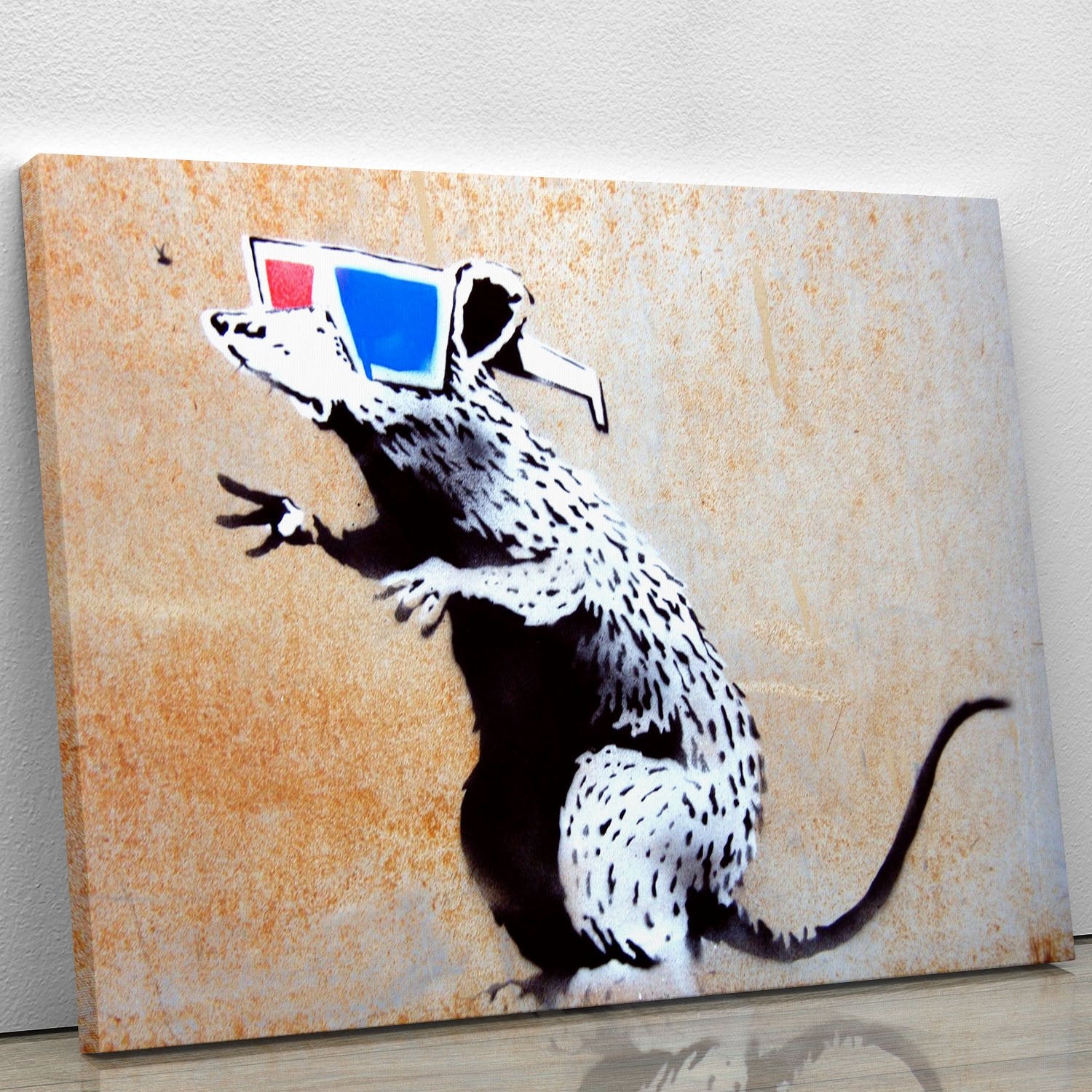 Banksy Rat Wearing 3D Glasses Canvas Print or Poster