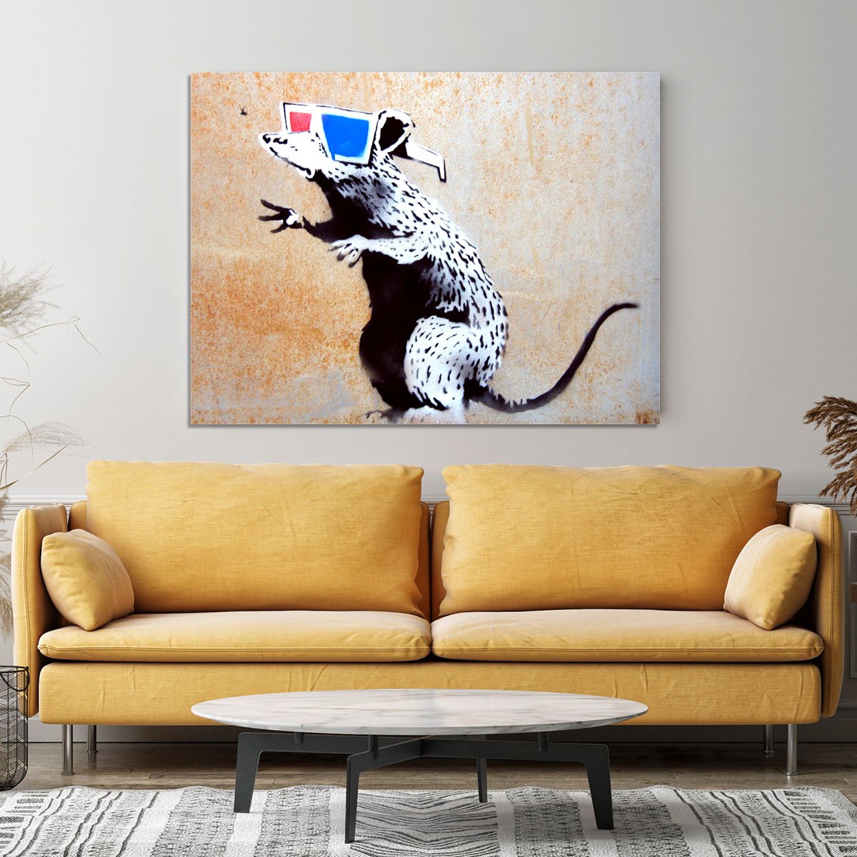 Banksy Rat Wearing 3D Glasses Canvas Print or Poster