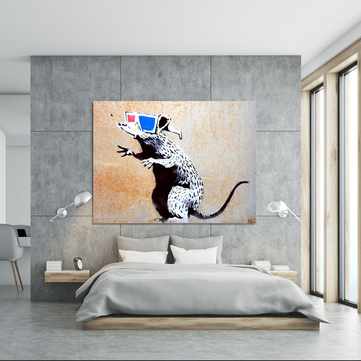 Banksy Rat Wearing 3D Glasses Canvas Print or Poster