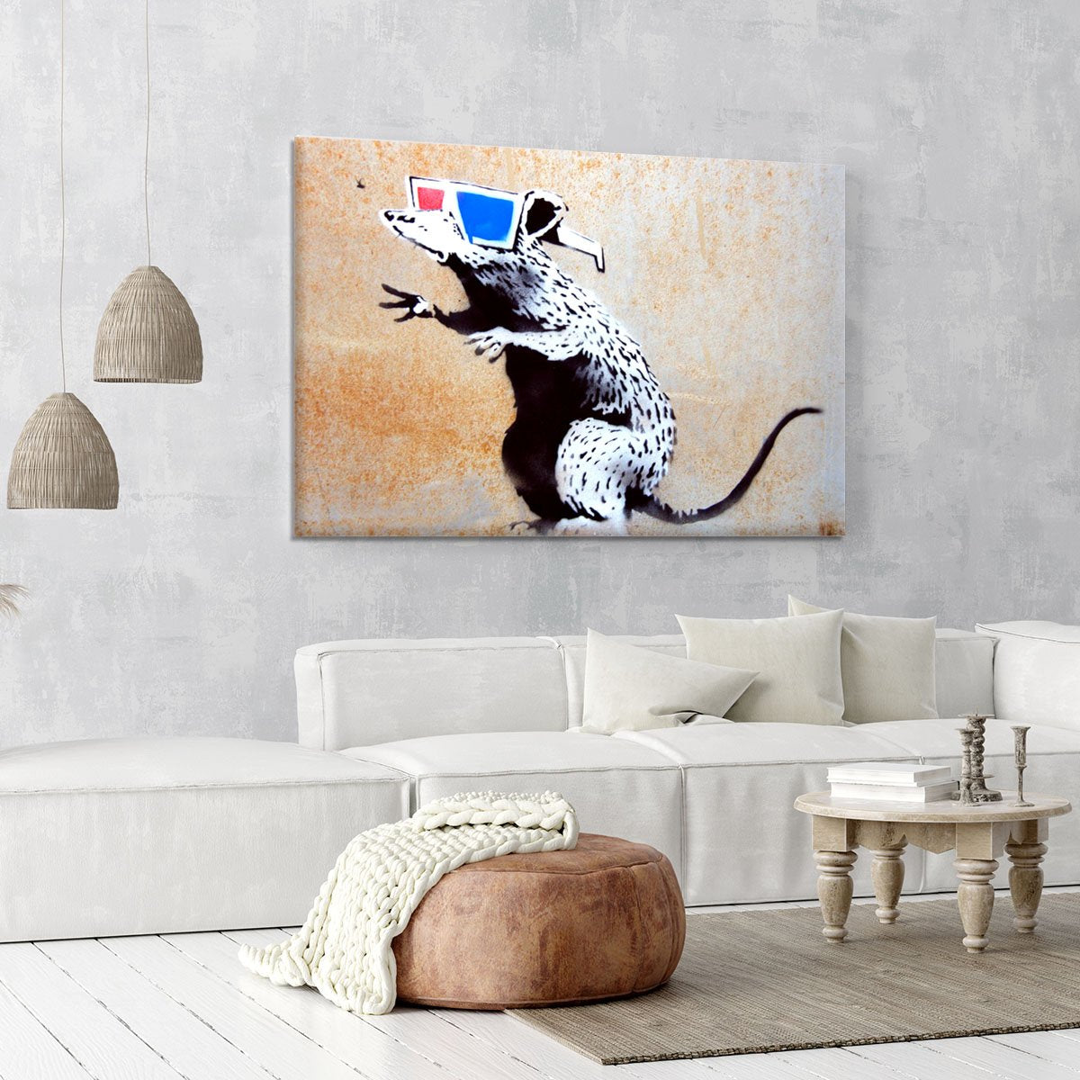 Banksy Rat Wearing 3D Glasses Canvas Print or Poster