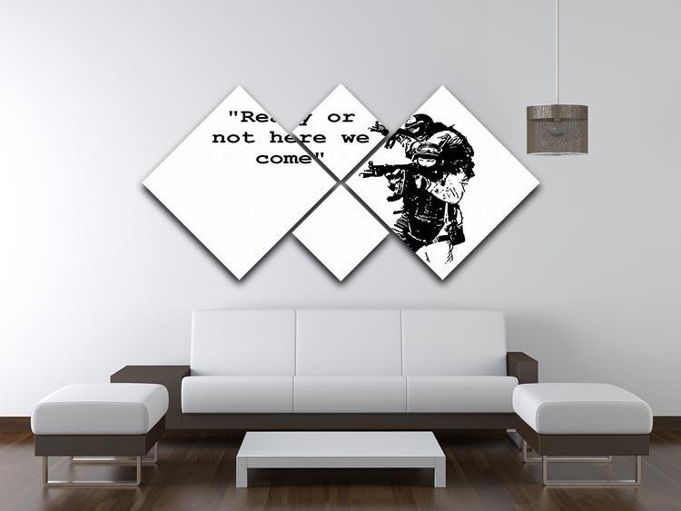 Banksy Ready Or Not 4 Square Multi Panel Canvas - Canvas Art Rocks - 3