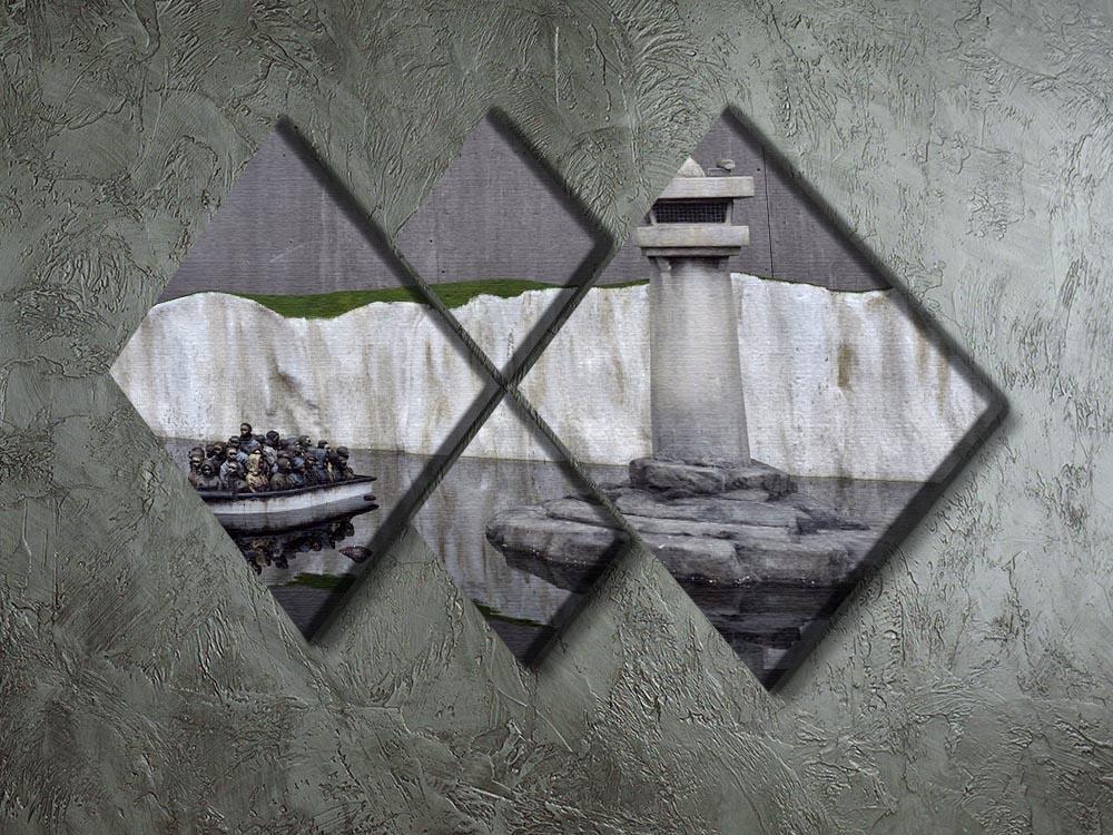 Banksy Refugee 4 Square Multi Panel Canvas - Canvas Art Rocks - 2