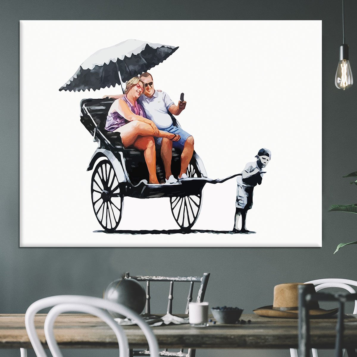 Banksy Rickshaw Kid Canvas Print or Poster
