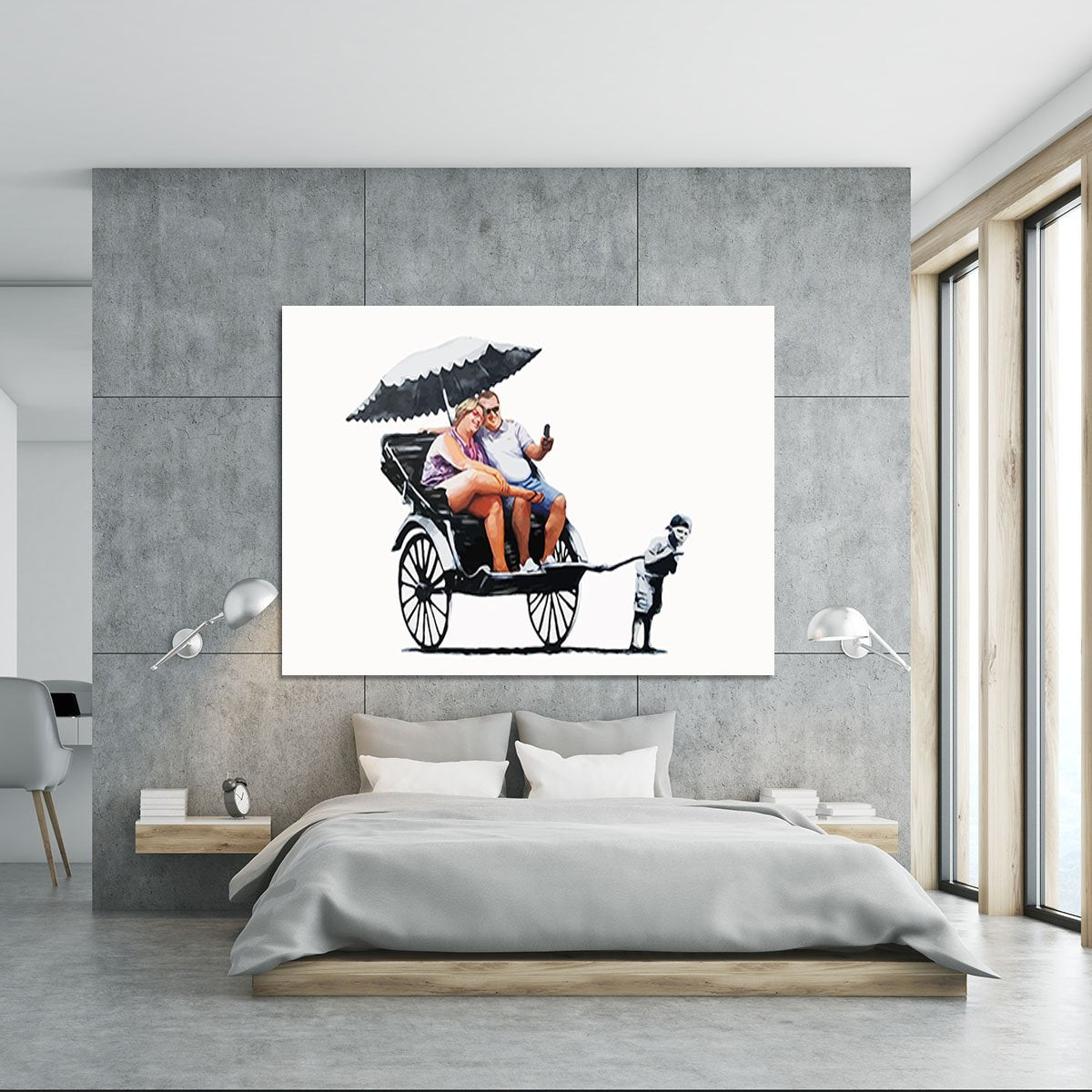 Banksy Rickshaw Kid Canvas Print or Poster