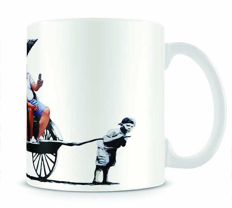 Banksy Rickshaw Kid Mug - Canvas Art Rocks - 1