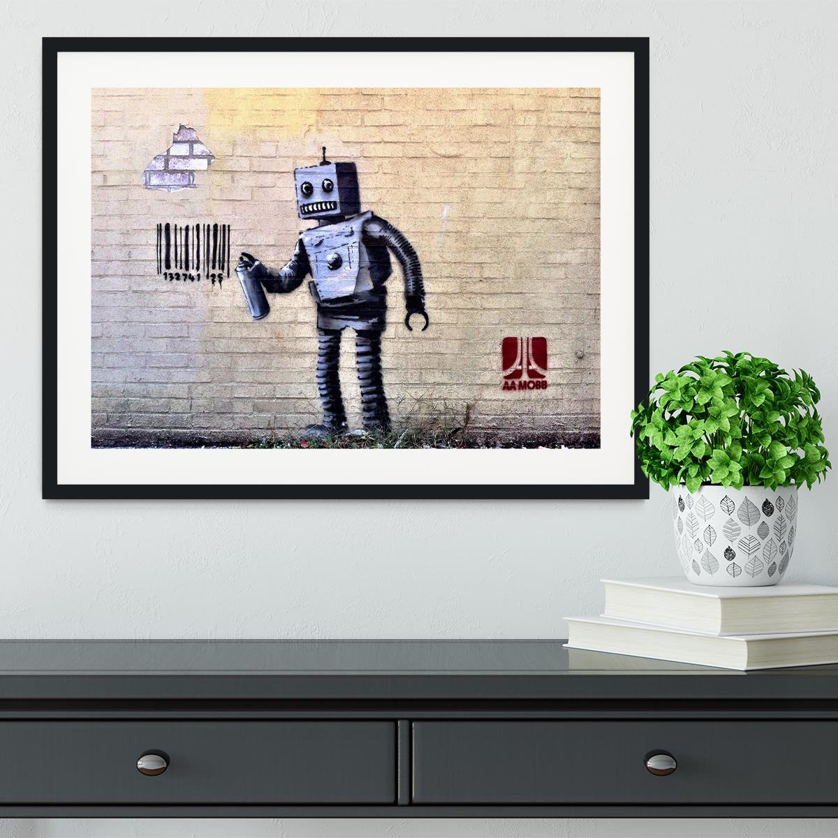 Banksy Robot Framed Print - Canvas Art Rocks - 1