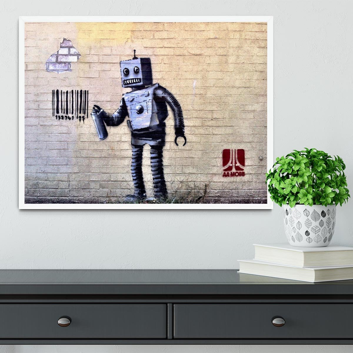 Banksy Robot Framed Print - Canvas Art Rocks -6