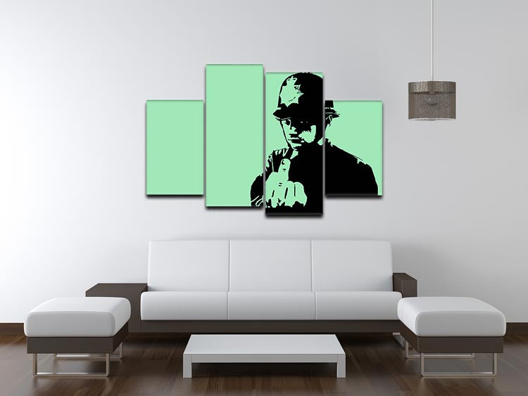 Banksy Rude Policeman Green 4 Split Panel Canvas - Canvas Art Rocks - 3