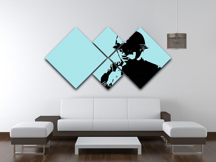 Banksy Rude Policeman Light Blue 4 Square Multi Panel Canvas - Canvas Art Rocks - 3