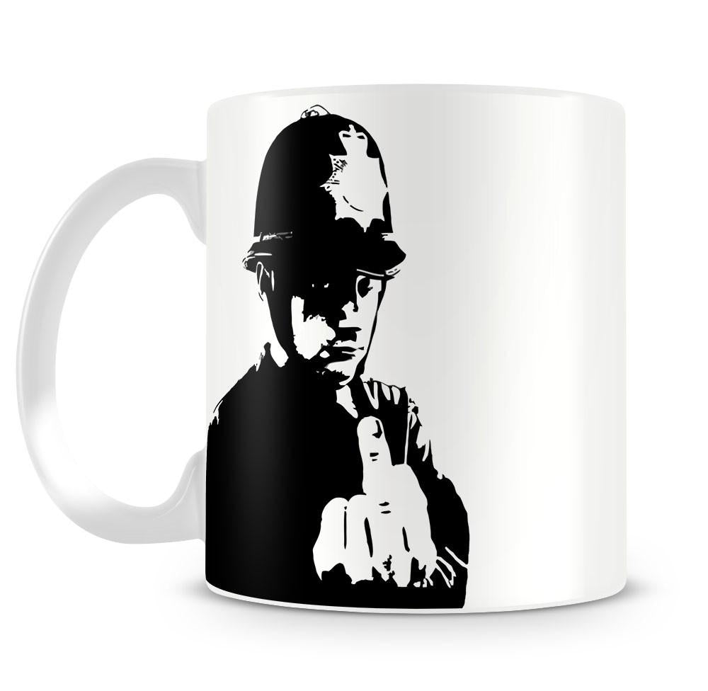 Banksy Rude Policeman Mug - Canvas Art Rocks