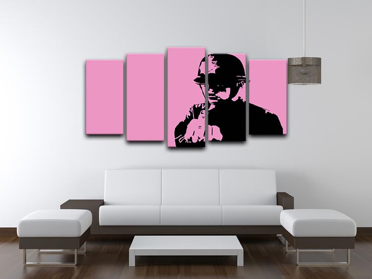 Banksy Rude Policeman Pink 5 Split Panel Canvas - Canvas Art Rocks - 3