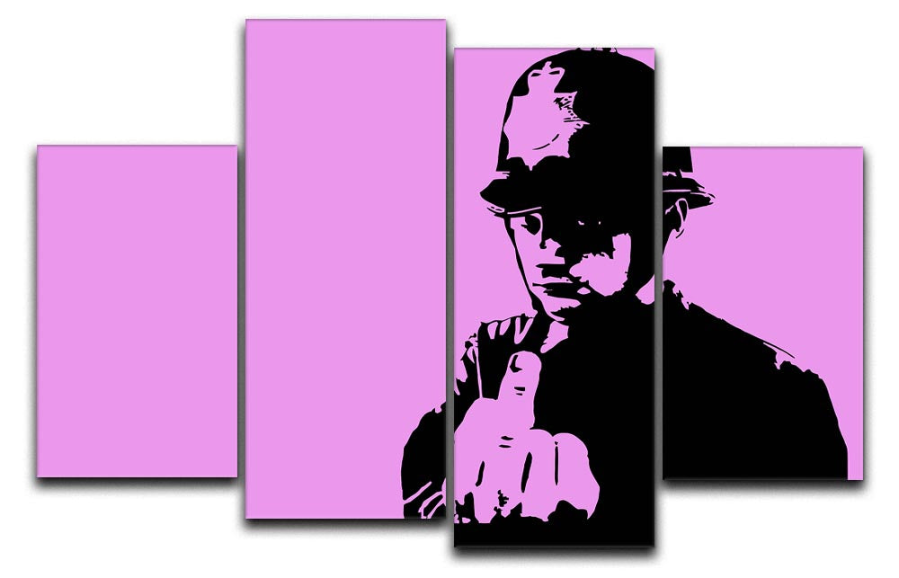 Banksy Rude Policeman Purple 4 Split Panel Canvas - Canvas Art Rocks - 1