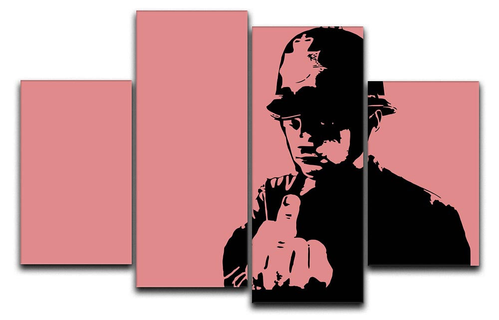 Banksy Rude Policeman Red 4 Split Panel Canvas - Canvas Art Rocks - 1