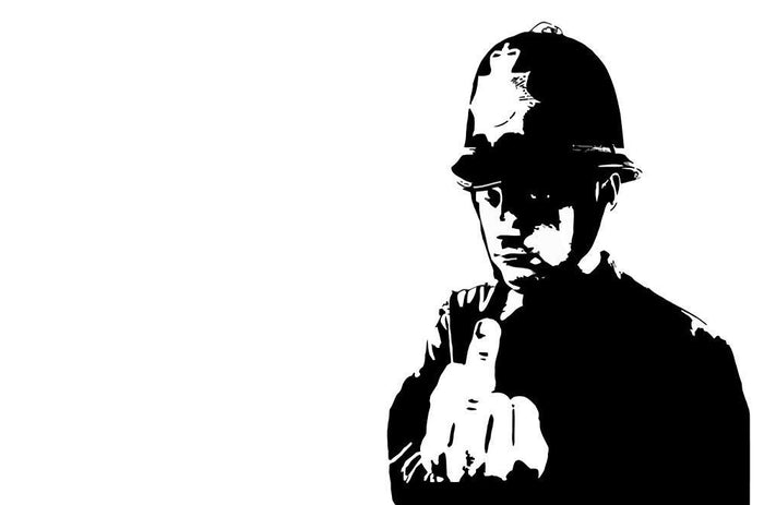Banksy Rude Policeman Wall Mural Wallpaper